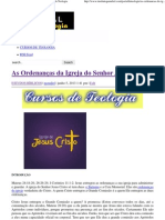 As Ordenanças Da Igreja Do Senhor Jesus - Portal Da Teologia PDF