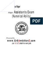 RBI Assistants MOdel Practice Paper (Numerical Ability)