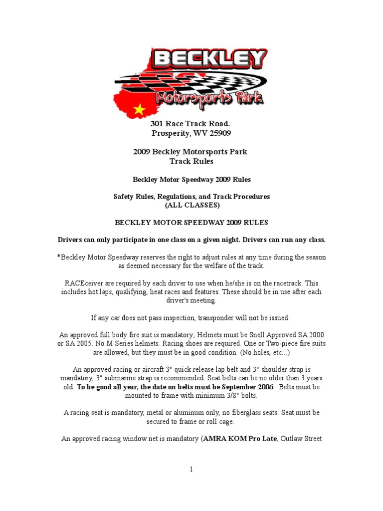 Track Rules PDF Auto Racing Land Vehicles