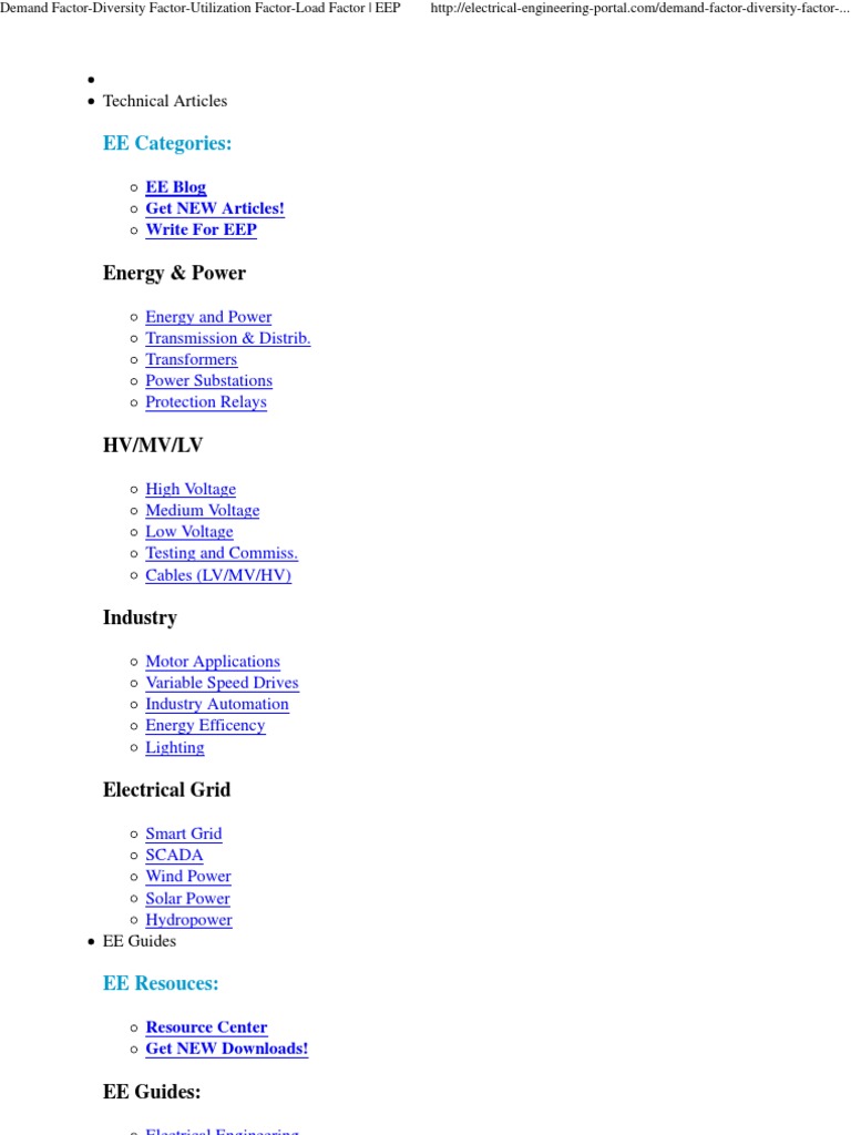 Demand Factor PDF Kilowatt Hour Electrical Substation