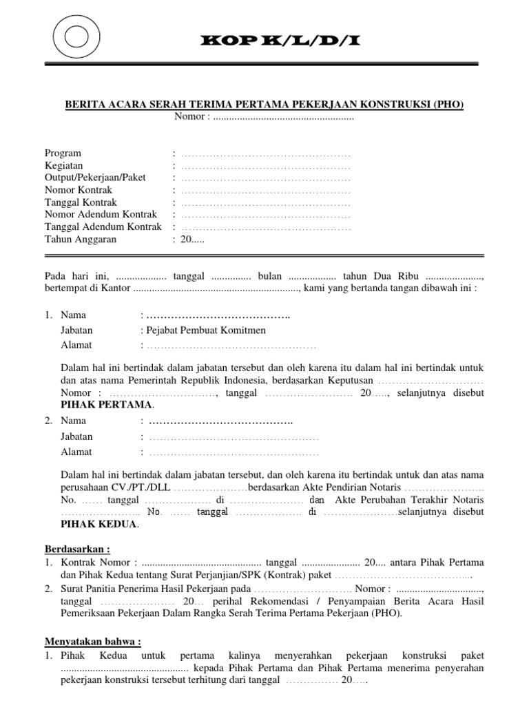 Pho Pekerjaan Konstruksi | PDF