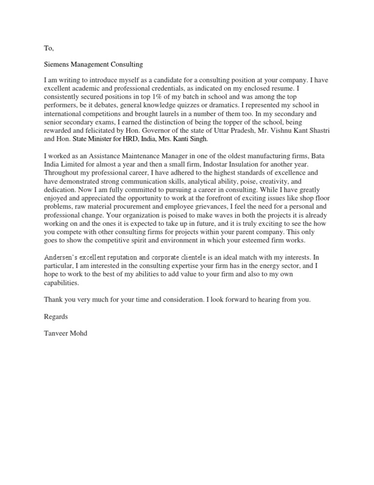 Cover Letter For Siemens Economies