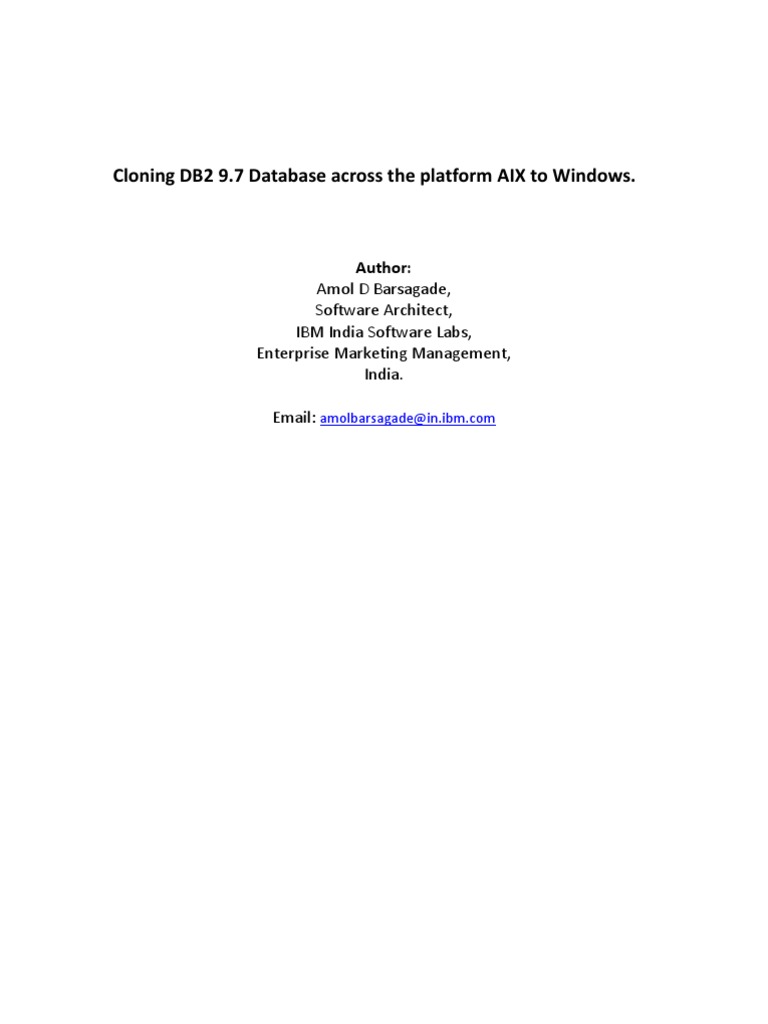 DB2 9.7 Cross-Platform Cloning Guide | PDF | Ibm Db2 | Sql