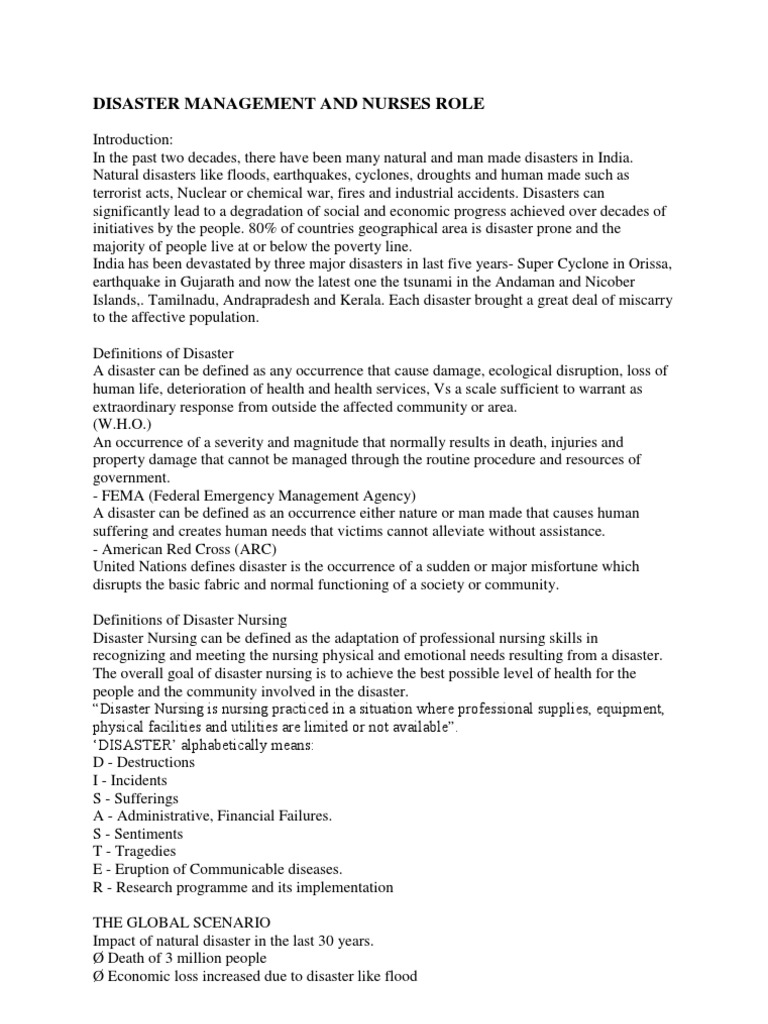 Disaster Management And Nurses Role Pdf Emergency Management