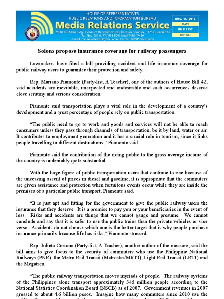aug16.2013Solons propose insurance coverage for railway
