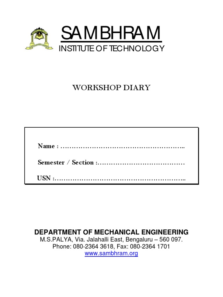 Sambhram Institute Workshop Diary | PDF | Technology & Engineering