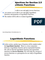 Learning Objectives For Section 2.5 Logarithmic Functions: Barnett/Ziegler/Byleen Finite Mathematics 11e