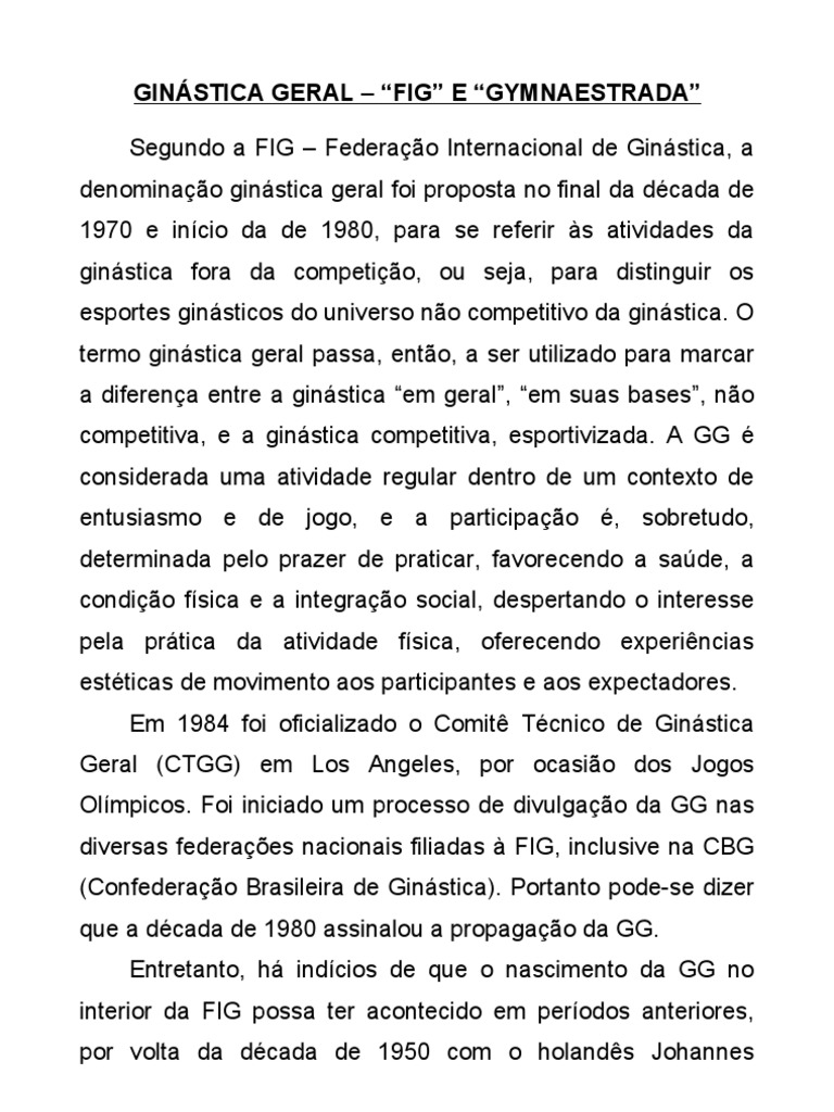 História da Ginástica Geral no Brasil | PDF