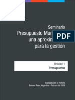 Presupuesto Municipal: Una Aproximación para La Gestión: Seminario