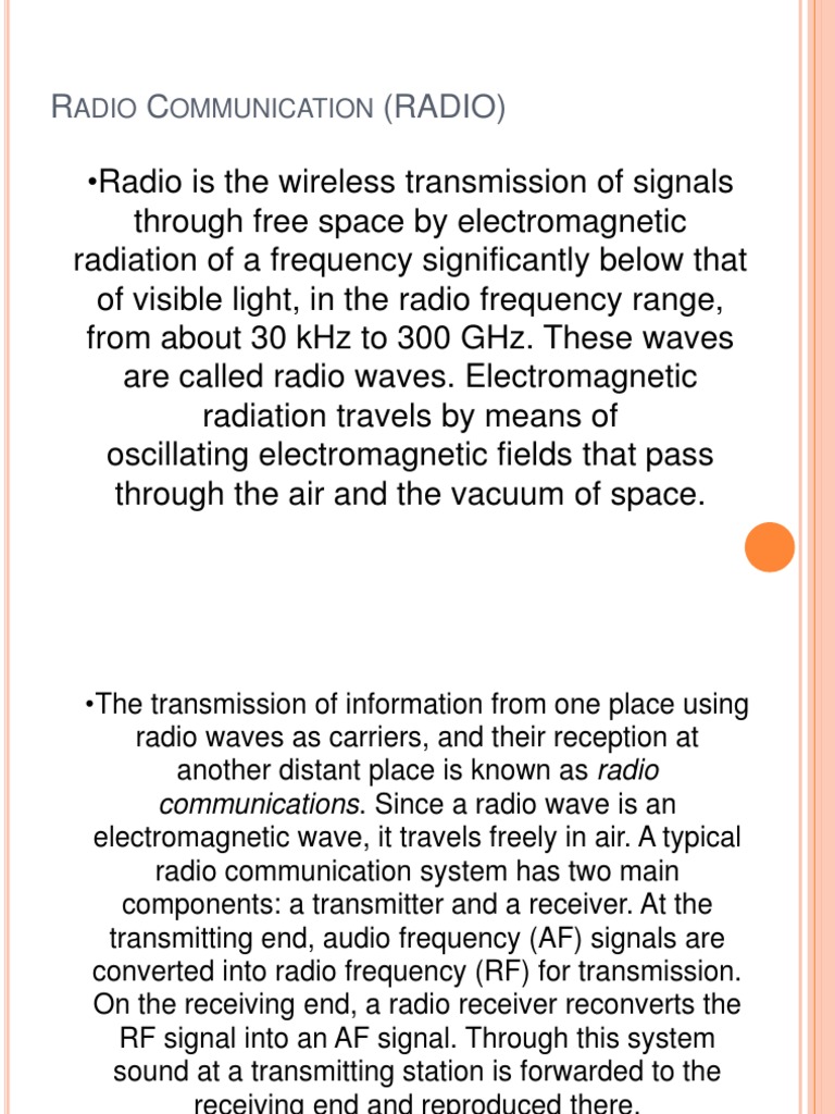 Overview of Radio Communication Systems | PDF | Radio Spectrum ...