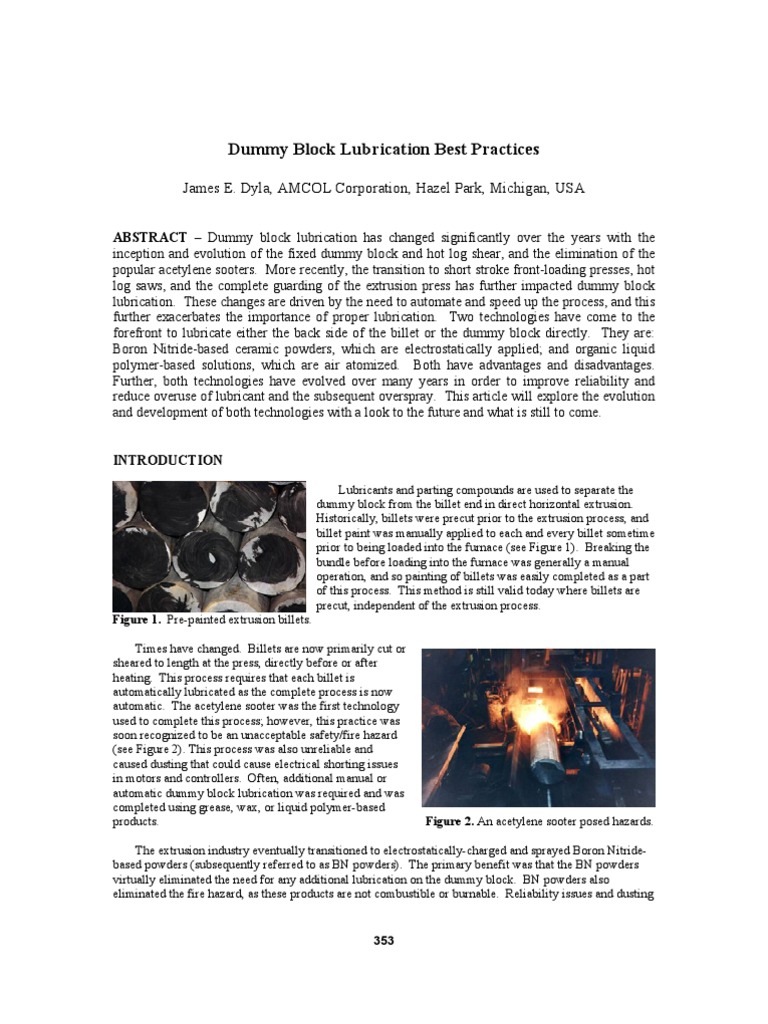 Dummy Block Lubrication Practices | PDF | Extrusion | Industries