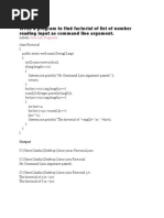 Write A Program To Find Factorial of List of Number Reading Input As Command Line Argument