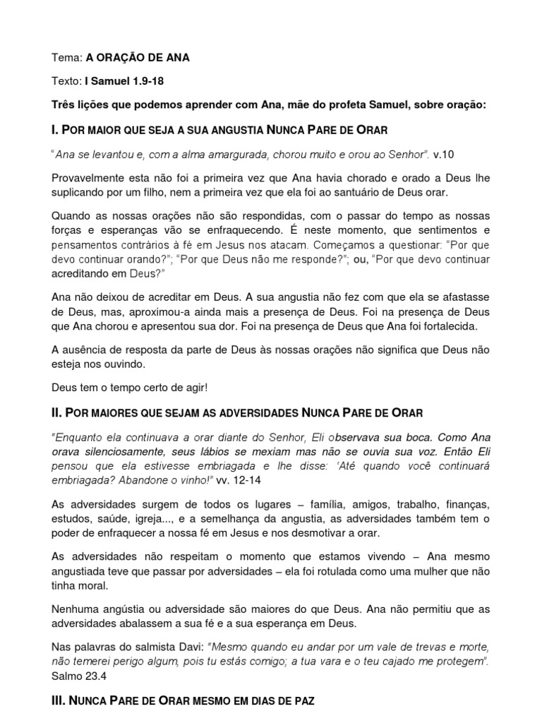 A Oração de Ana | PDF | Samuel | Oração