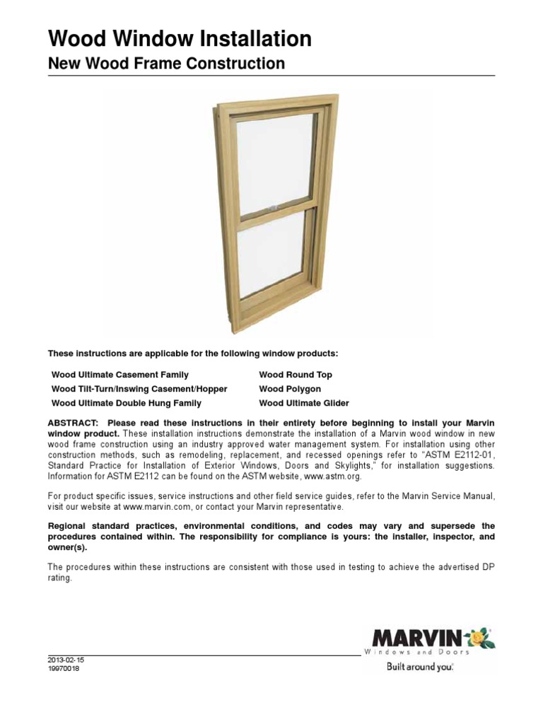Marvin Wood Window Installation Guide | PDF | Framing (Construction ...