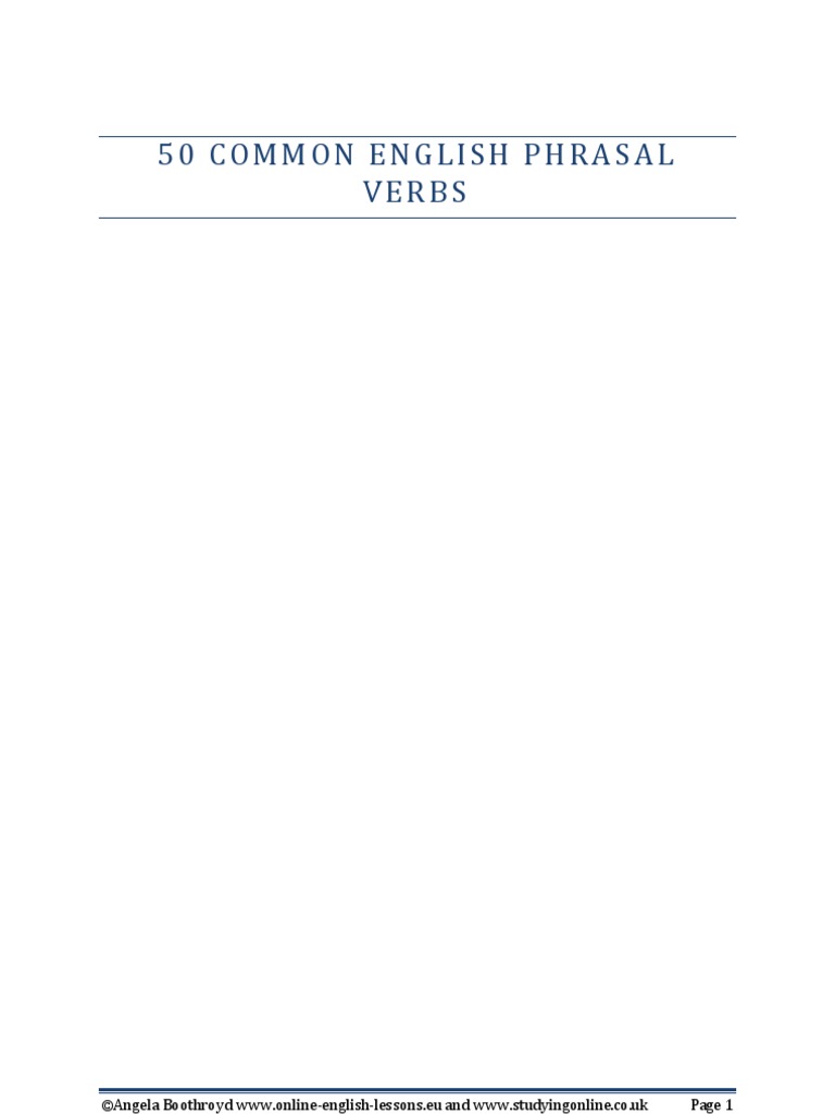 50 Common English Phrasal Verbs | PDF | Language Arts & Discipline