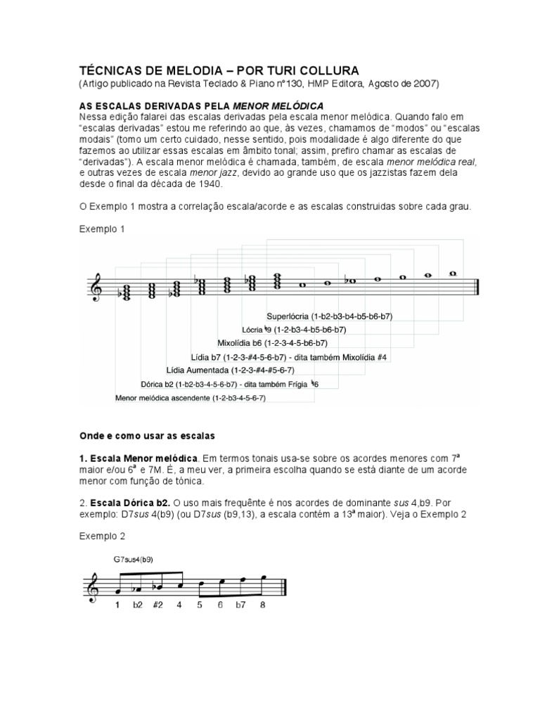 Método de Improvisção - Escalas Da Menor Melodica - Harmonia e ...