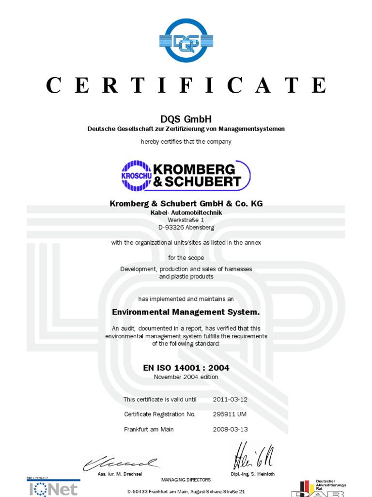Gb Dqs En Iso 14001 Gb Gesellschaft Mit Beschrankter Haftung Companies