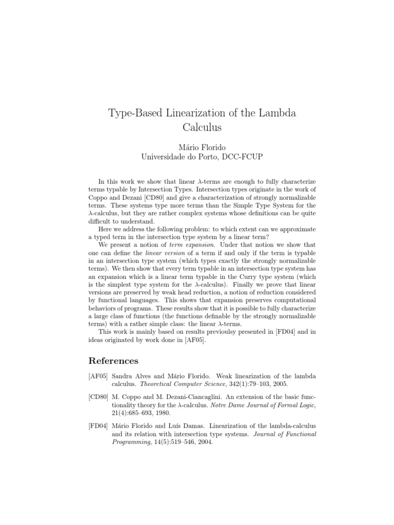 Linearization of Lambda Calculus Terms | PDF