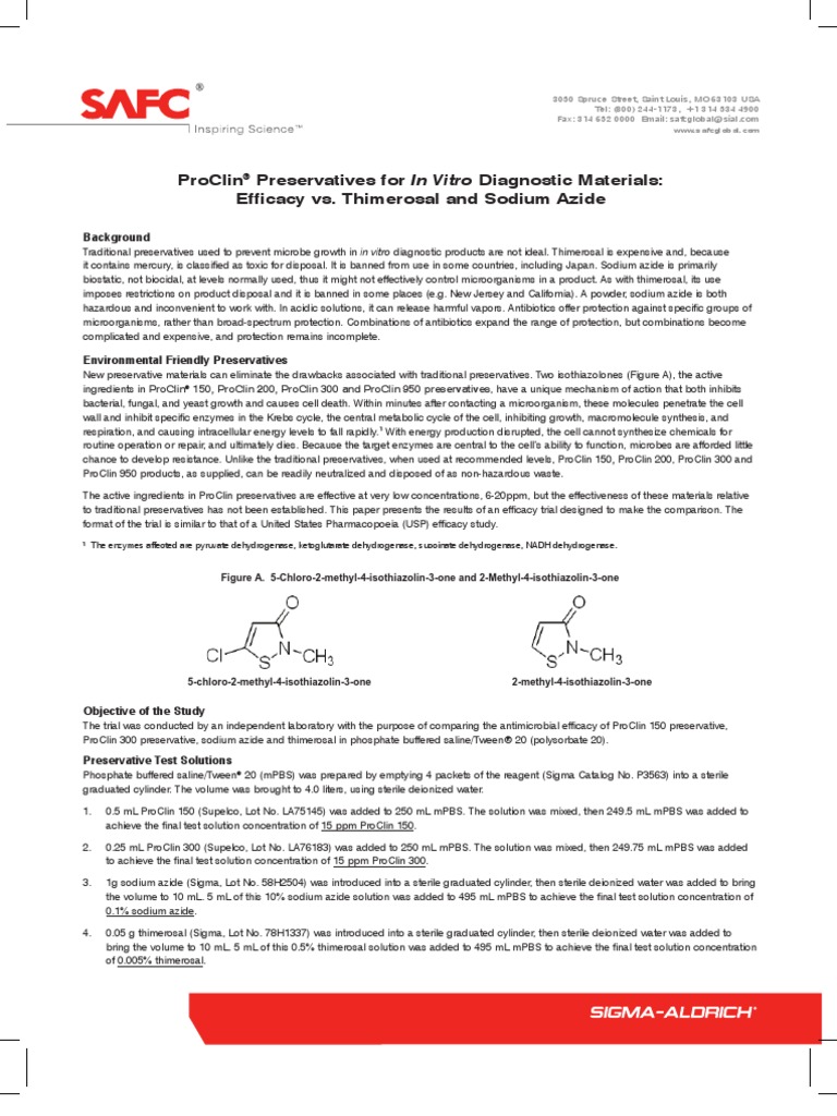Proclin 300 Vs Sodium Azide Sodium azide Versus ProClin 300 