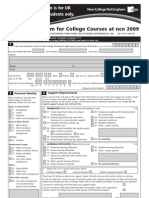 Application Form For College Courses at NCN 2009