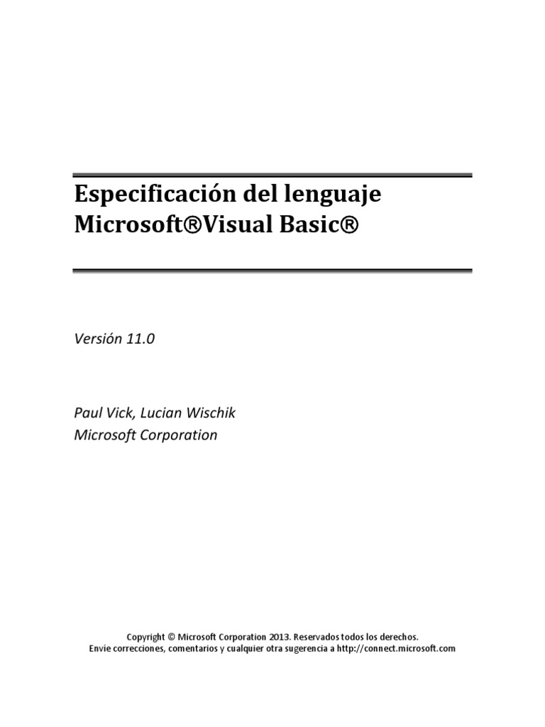 Visual Basic Language Specification | PDF | Microsoft Windows ...