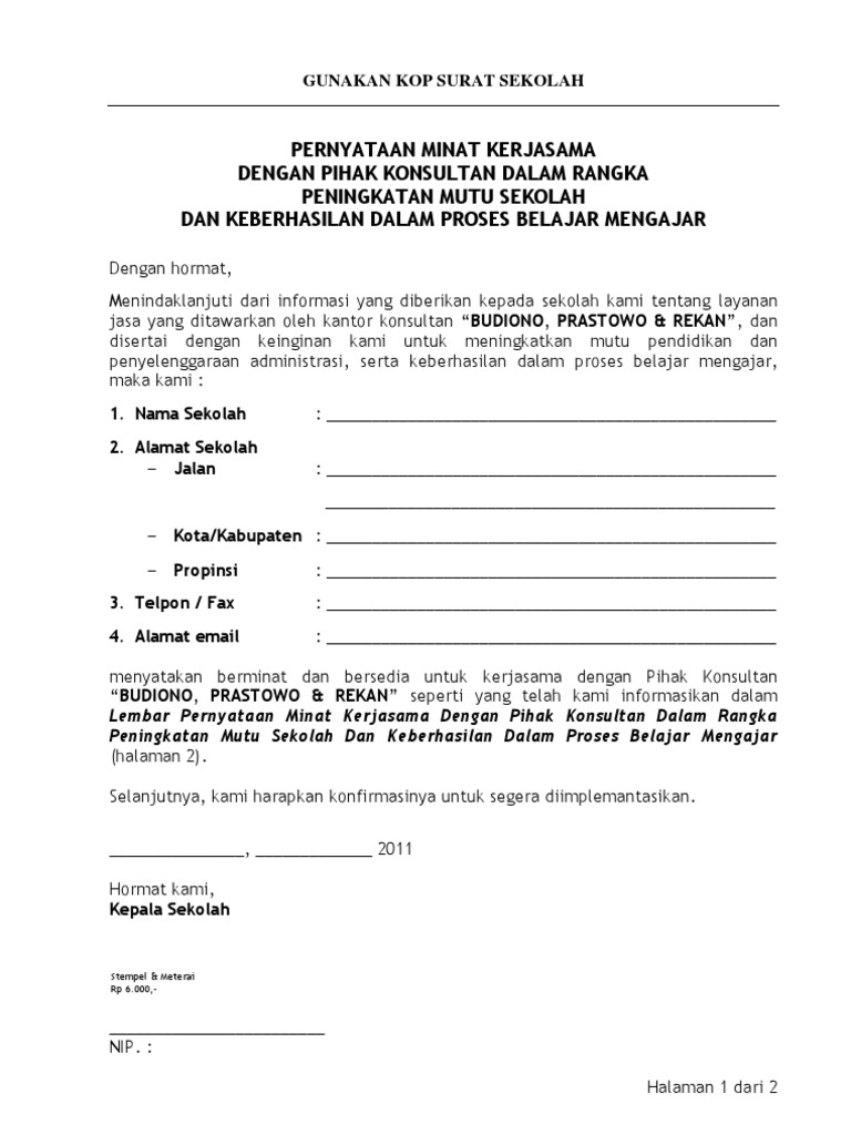 Kop Surat Perpustakaan Sekolah - Contoh Kop Surat