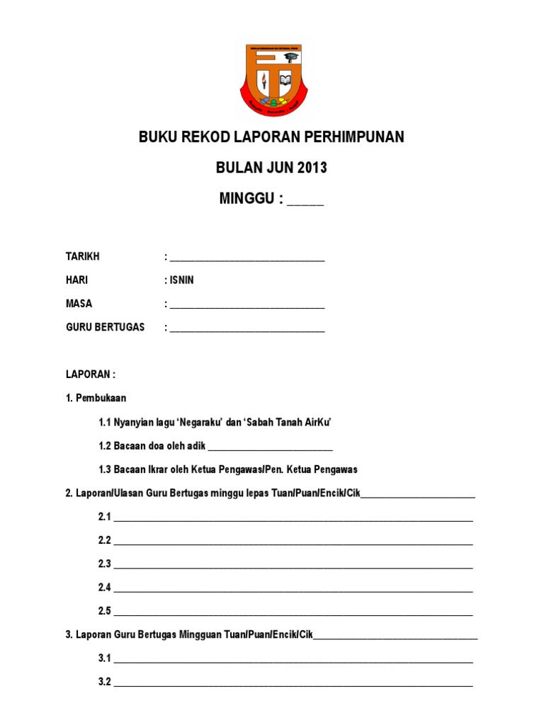 Buku Rekod Laporan Perhimpunan