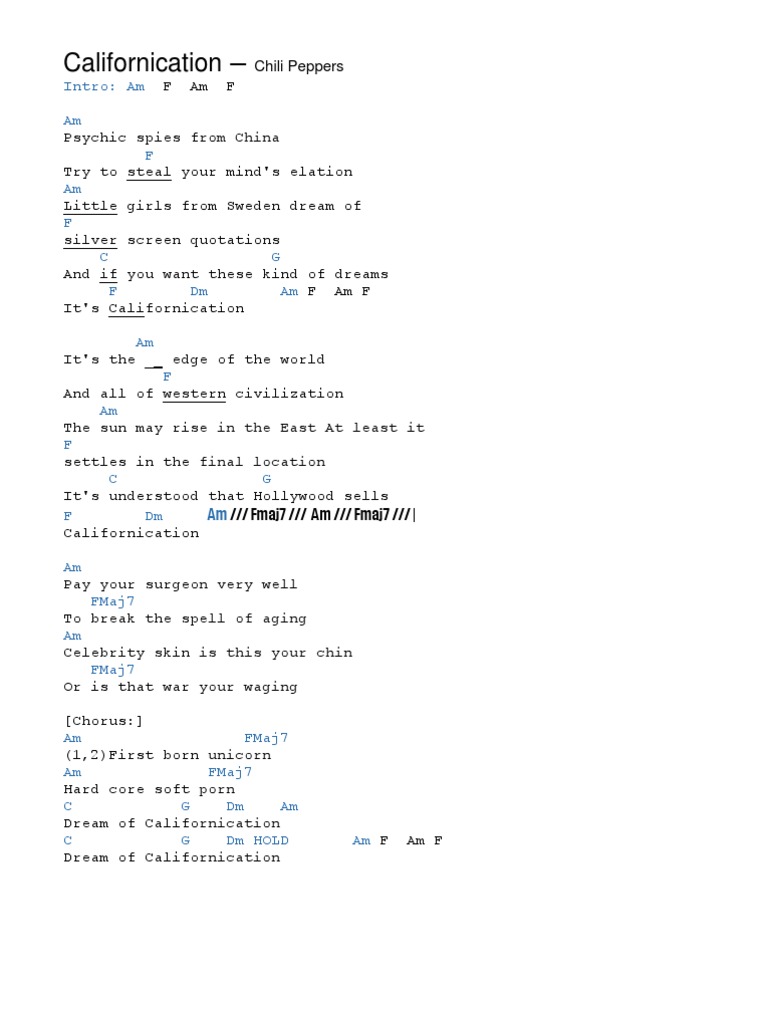 768px x 1024px - Californication Words Lyrics | PDF | Songs | Recorded Music