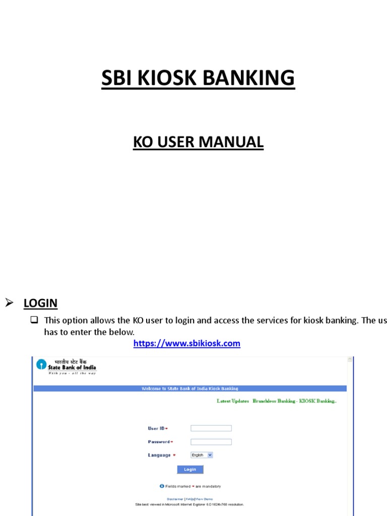 Kiosk Onlinesbi Admin Jsp _ How to login SBI CSP KIOSK Centers new URL ...