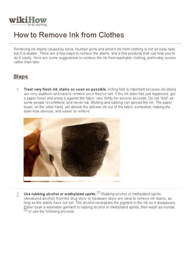 How To Remove Ink From Clothes 11 Steps Wikihow PDF PDF Ink