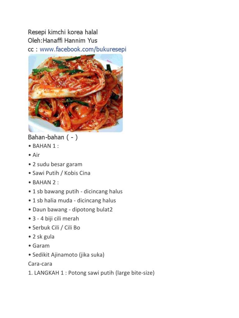 Resepi Kimchi Korea Halal Pdf