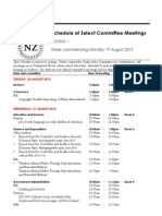 New Zealand Select Committee Meetings Week of August 19, 2013