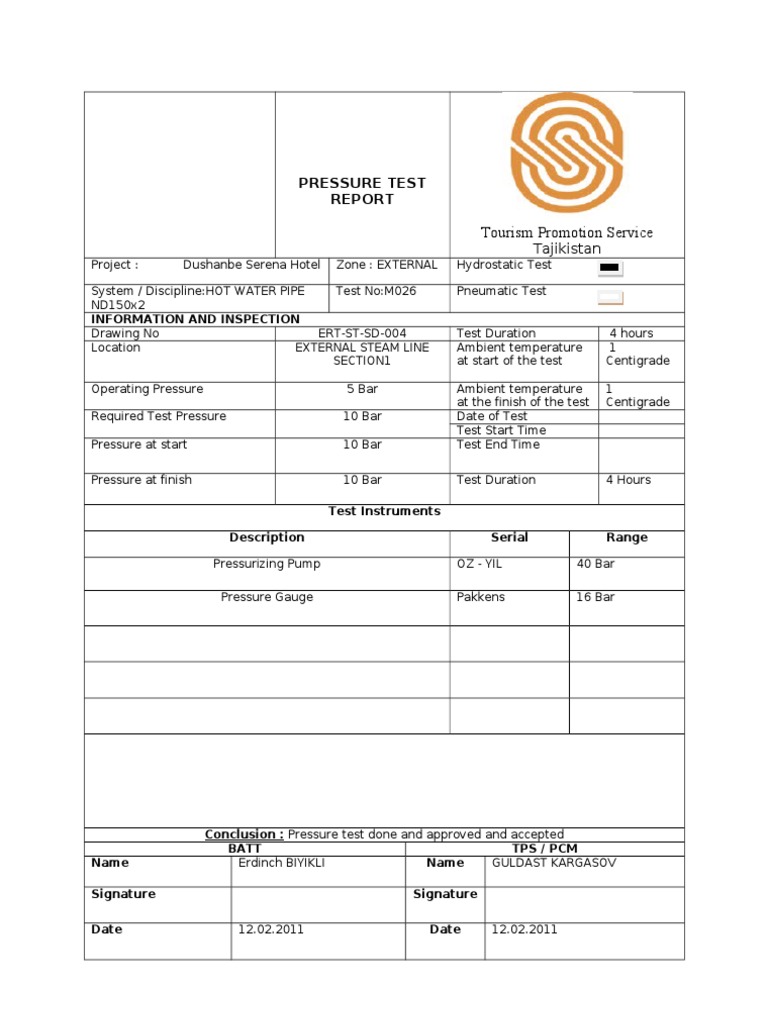 Pressure Test: Tourism Promotion Service | PDF