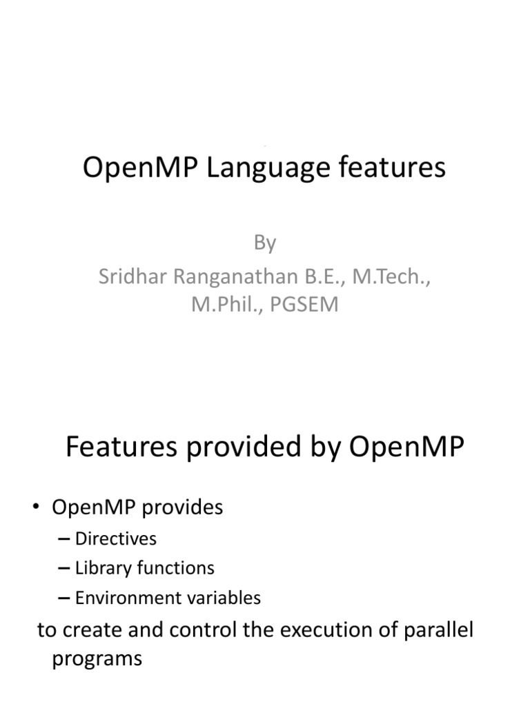 OPENMP Language Features - Part 1 - 2 | PDF | Control Flow | Thread ...
