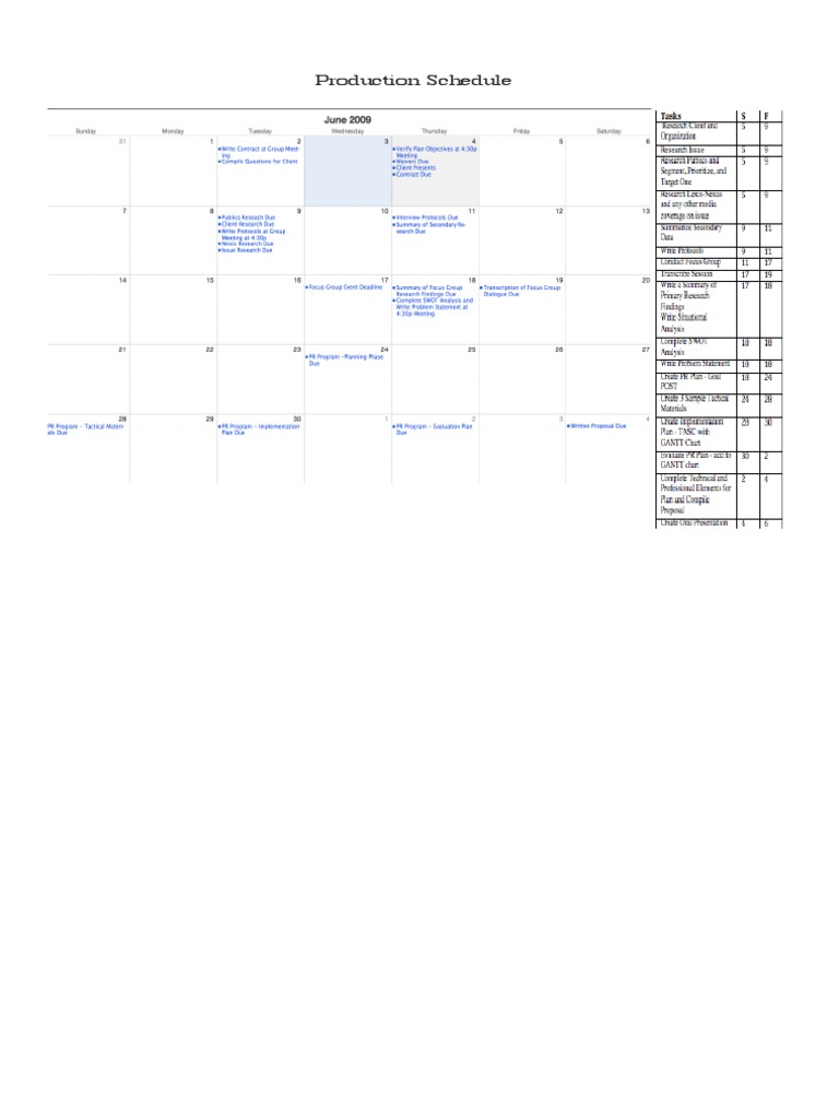 Production Schedule for PRP Projects | PDF | Technology & Engineering