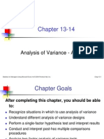 Chapter 13-14: Analysis of Variance - ANOVA