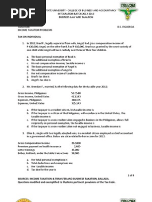 Problems Income Taxation Pdf Gross Income Income Tax