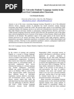 Download Investigating ESL University Students Language Anxiety in the Aural-Oral Communication Classroom  by Cris Barabas SN160954512 doc pdf