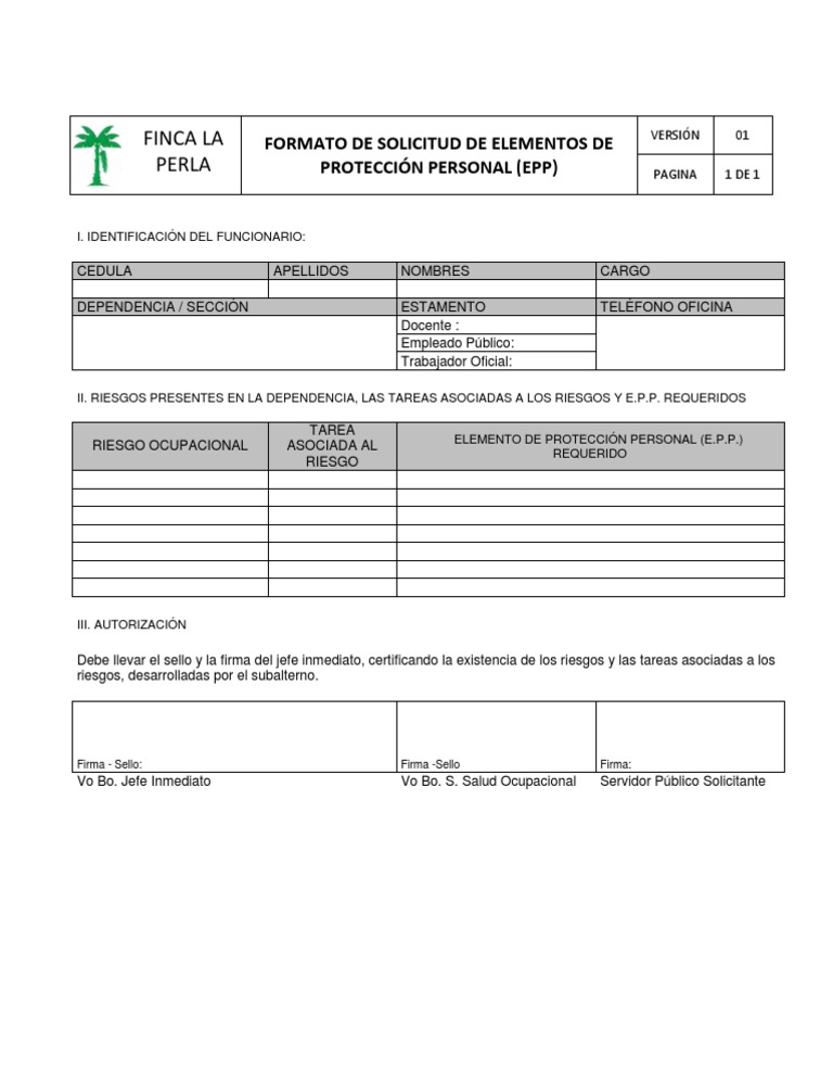 Formato de solicitud de personal