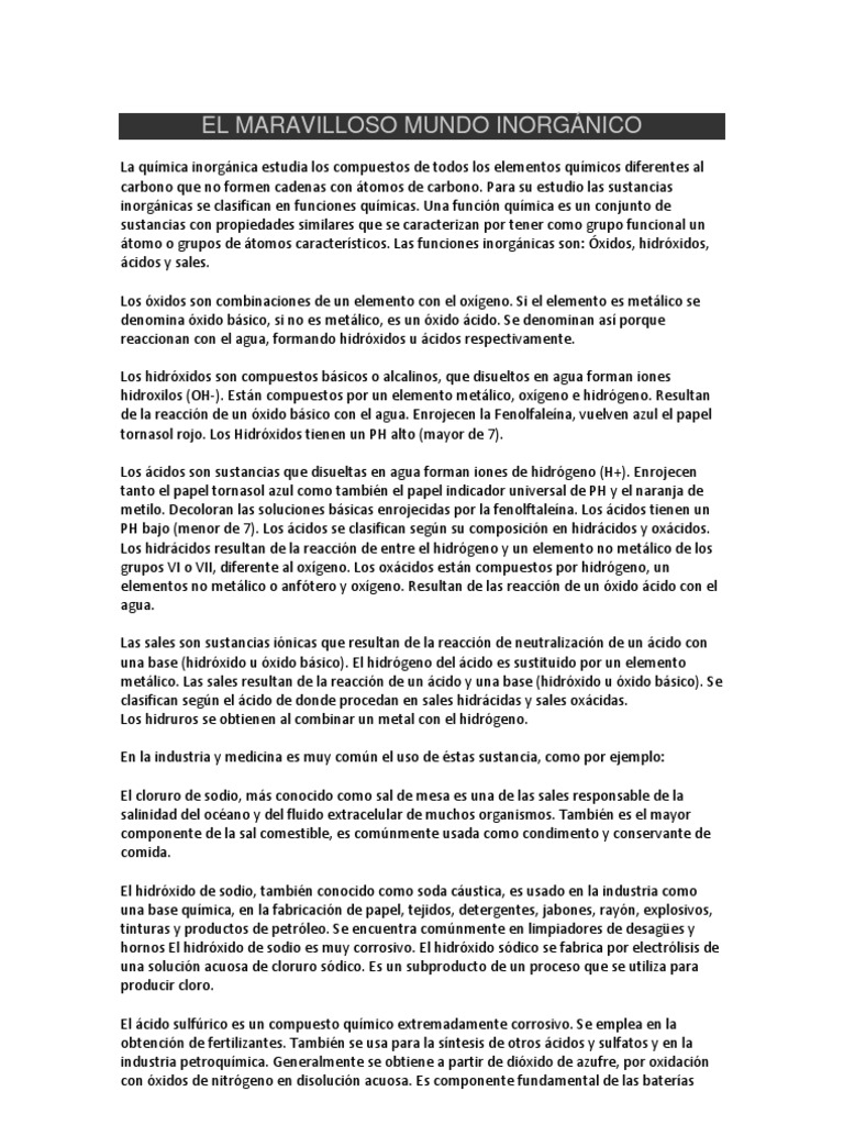 El Maravilloso Mundo Inorgánico | PDF