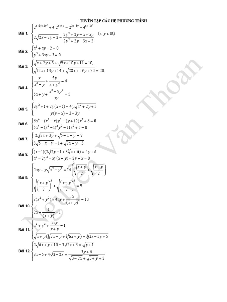 Tuyen Tập Cac Hệ Phương Trinh01 Pdf