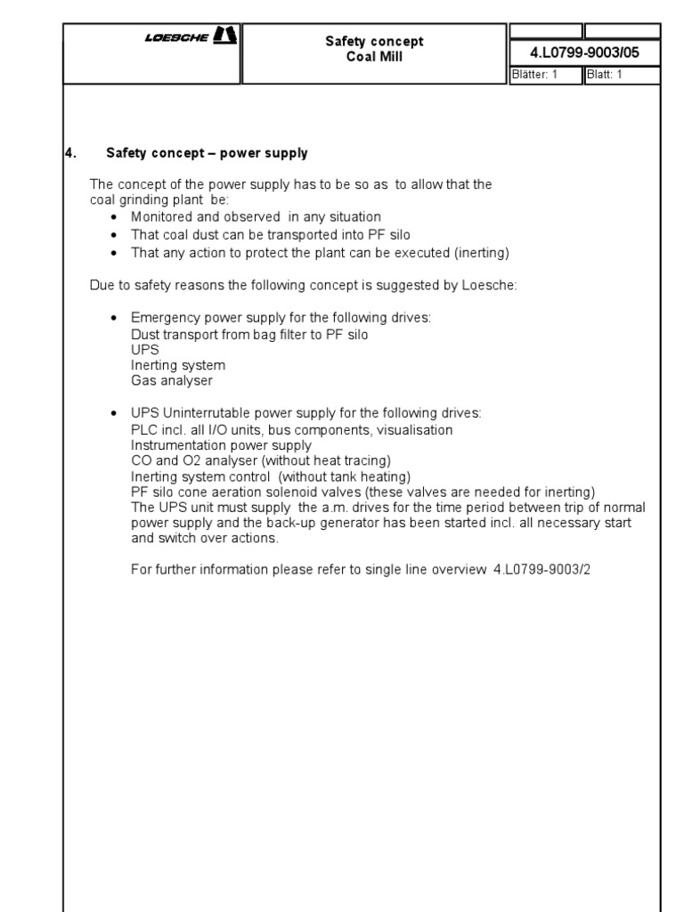 Power Supply Safety Concept for Coal Plant | PDF