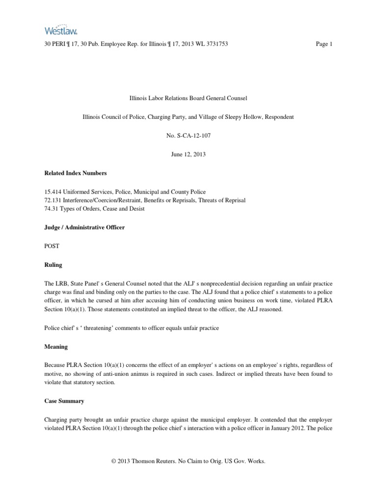 ICOPs v. Village of Sleepy Hollow PDF Administrative Law Judge