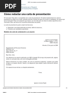 Gipe Como Redactar Una Carta De Presentacion Pdf Recursos Humanos Business