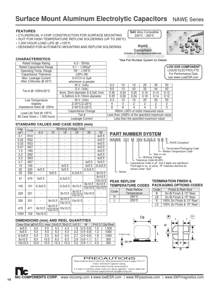 NAWE Series SMT Capacitors Guide | PDF | Capacitor | Electrical Equipment