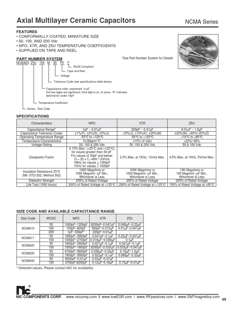 NIC Components NCMA Series | PDF | Capacitance | Capacitor