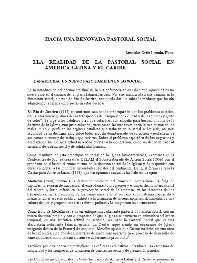 Renovación de la Pastoral Social en AL | PDF | Iglesia Católica | Misionero