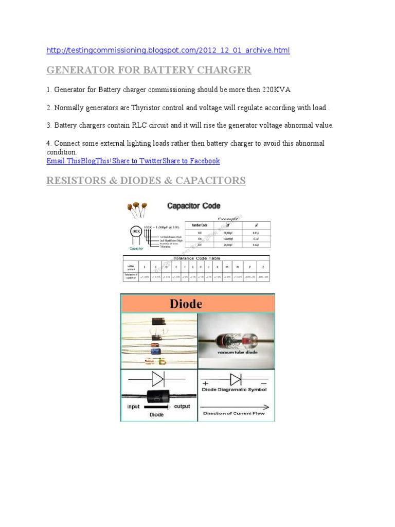 Generator Battery Charger Guidelines | PDF