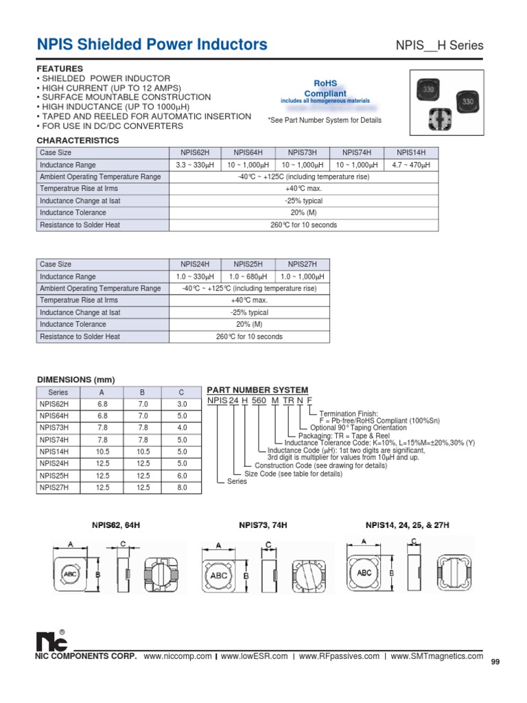 NIC Components NPIS H PDF Inductance Inductor