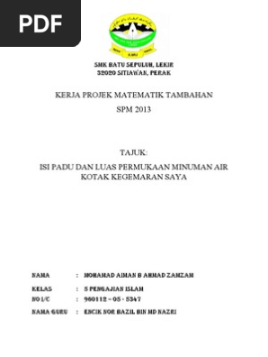 Kerja Projek Matematik Tambahan 2013 Pdf